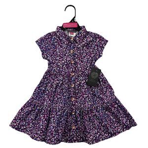 Vince Camuto Girls Dress 2T Purple Pink Floral Button Front Short Sleeve NWT